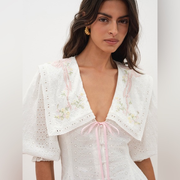 For Love and Lemons Mi Amore Embroidered Mini Dress - Picture 3 of 7